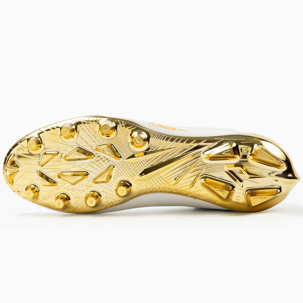 Gold Rush White & Gold Cleats — Quantum Carbon by Phenom Elite